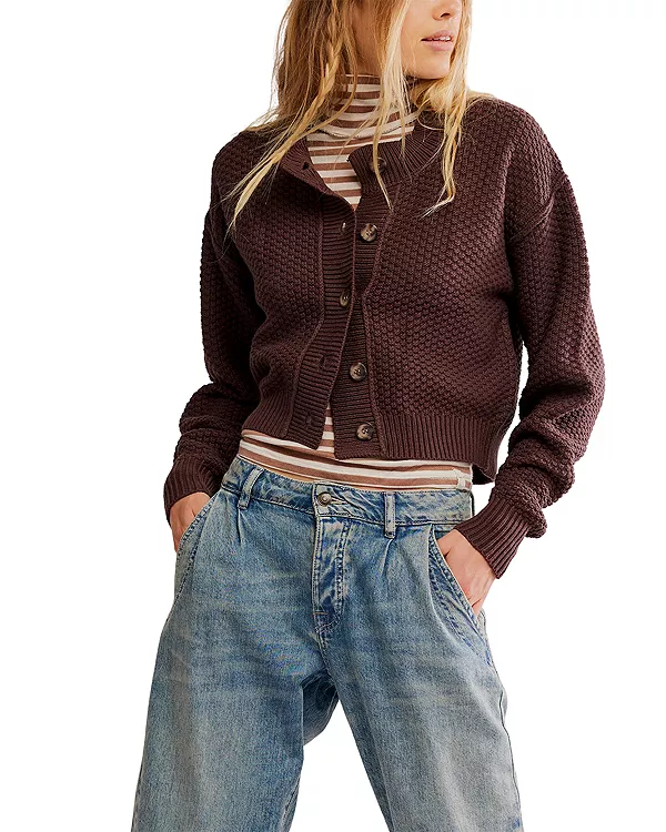 

Кардиган Lila из смесовой хлопковой ткани Free People, коричневый