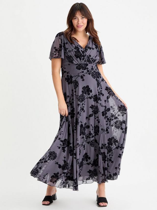 

Платье из флока в цветочек от изабель Scarlett & Jo, цвет Grey/Black