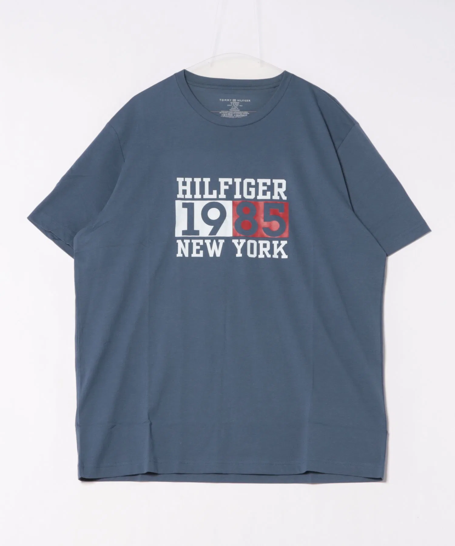 Унисекс футболка с логотипом TOMMY HILFIGER круглая горловина тёмно-синяя