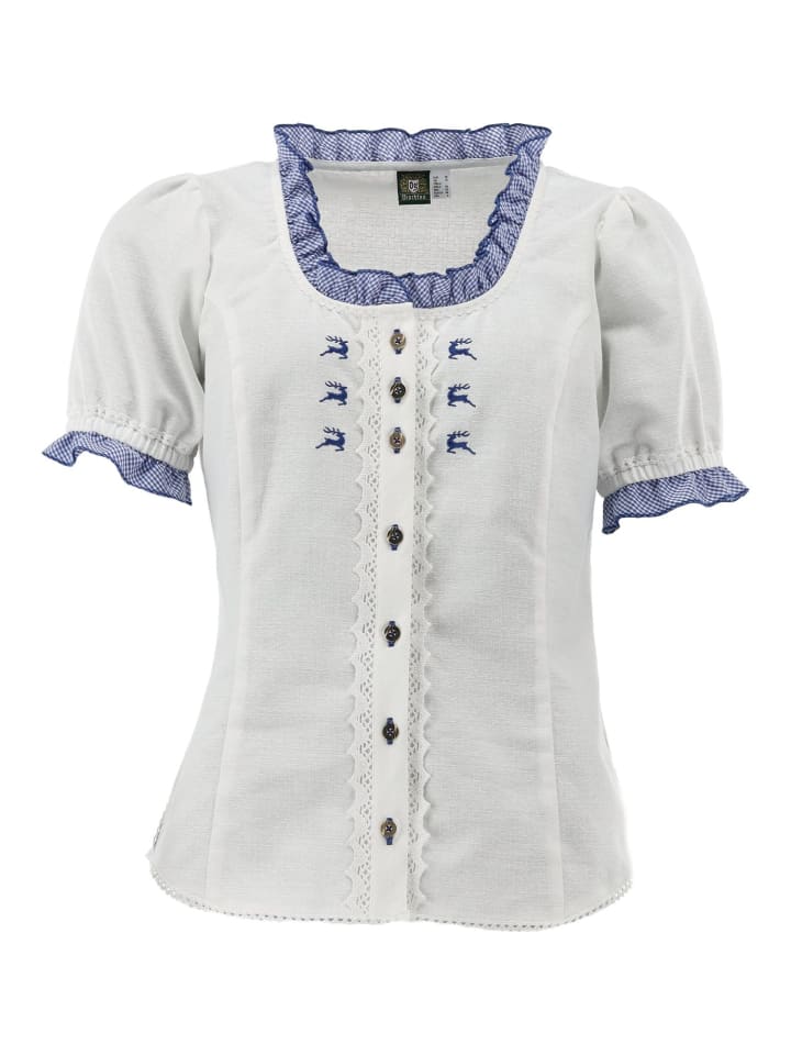 

OS-Trachten Традиционная блузка Fluspi белого и средне-синего цвета