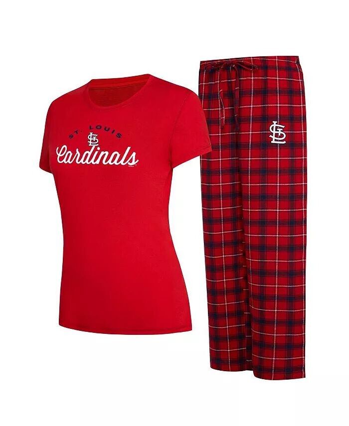 

Женский красный, темно-синий St. Louis Cardinals Arctic футболка и фланелевые штаны спальный комплект Concepts Sport