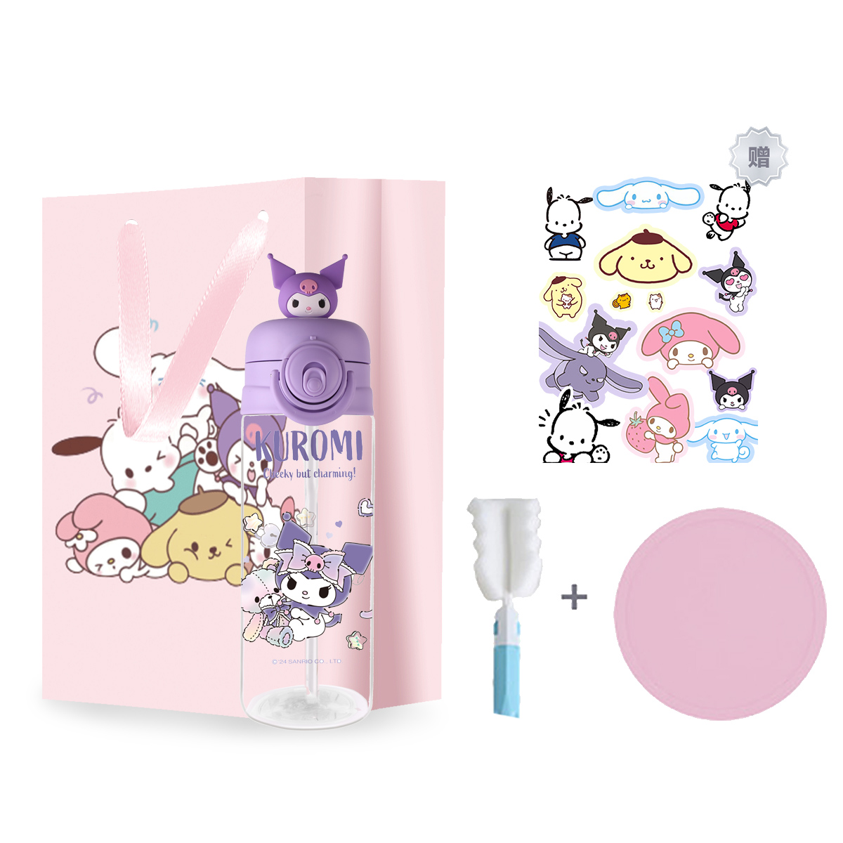 

Пластиковые стаканы для воды Sanrio, Kulomi + Sticker, Tote Bag, Coaster, Cup Brush