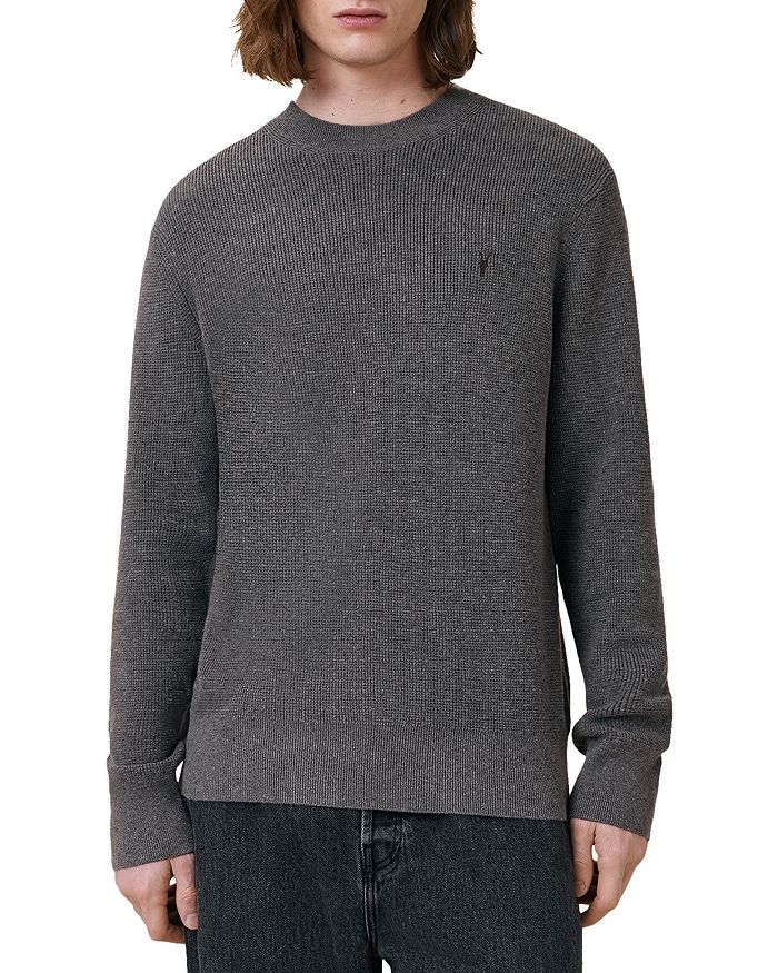 

Вафельный свитер с круглым вырезом ALLSAINTS, серый