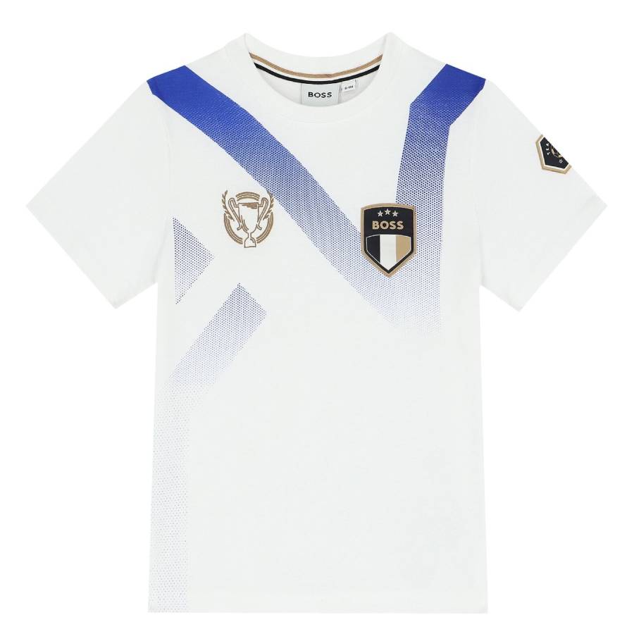 

Футболка Hugo Boss Kids с деградированным принтом логотипа, белый