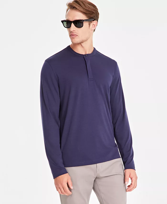 

Мужская хлопковая футболка-поло Alfatech Solid Henley Alfani, синий