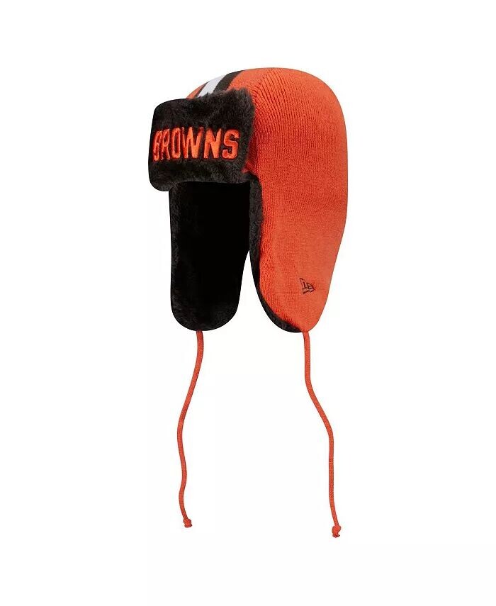 

Мужская оранжевая вязаная шапка Cleveland Browns Helmet Head Trapper New Era