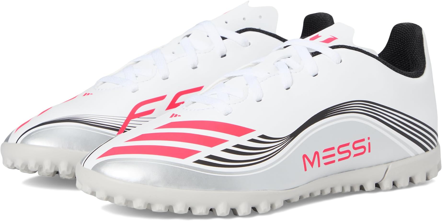 

Кроссовки Adidas Kids F50 Messi Club Turf Cleats, White/Lucid Red/Silver Metallic