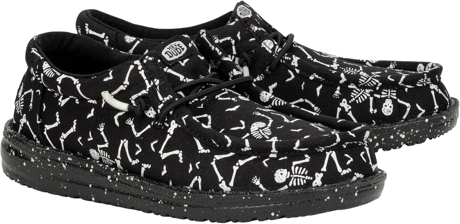 

Детские кроссовки Hey Dude Mens Wally T Skeleton Feet HEYDUDE, черный