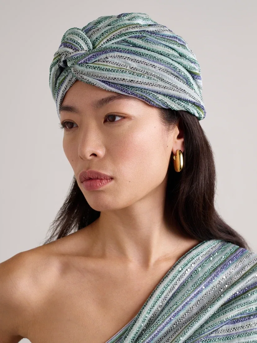 Тюрбан из металлизированного трикотажа, расшитый пайетками Missoni, мультиколор — фото 2