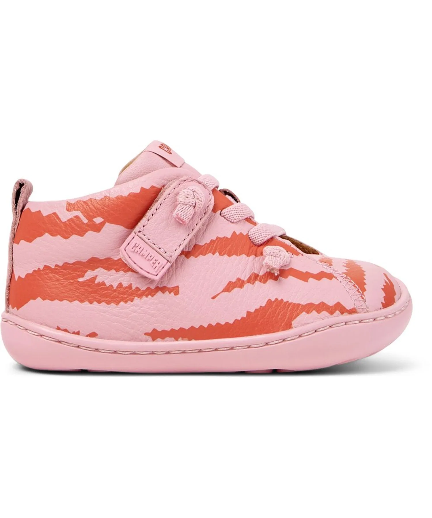 Детские кожаные кроссовки CAMPER TWINS с тигровым принтом розовые — фото 2