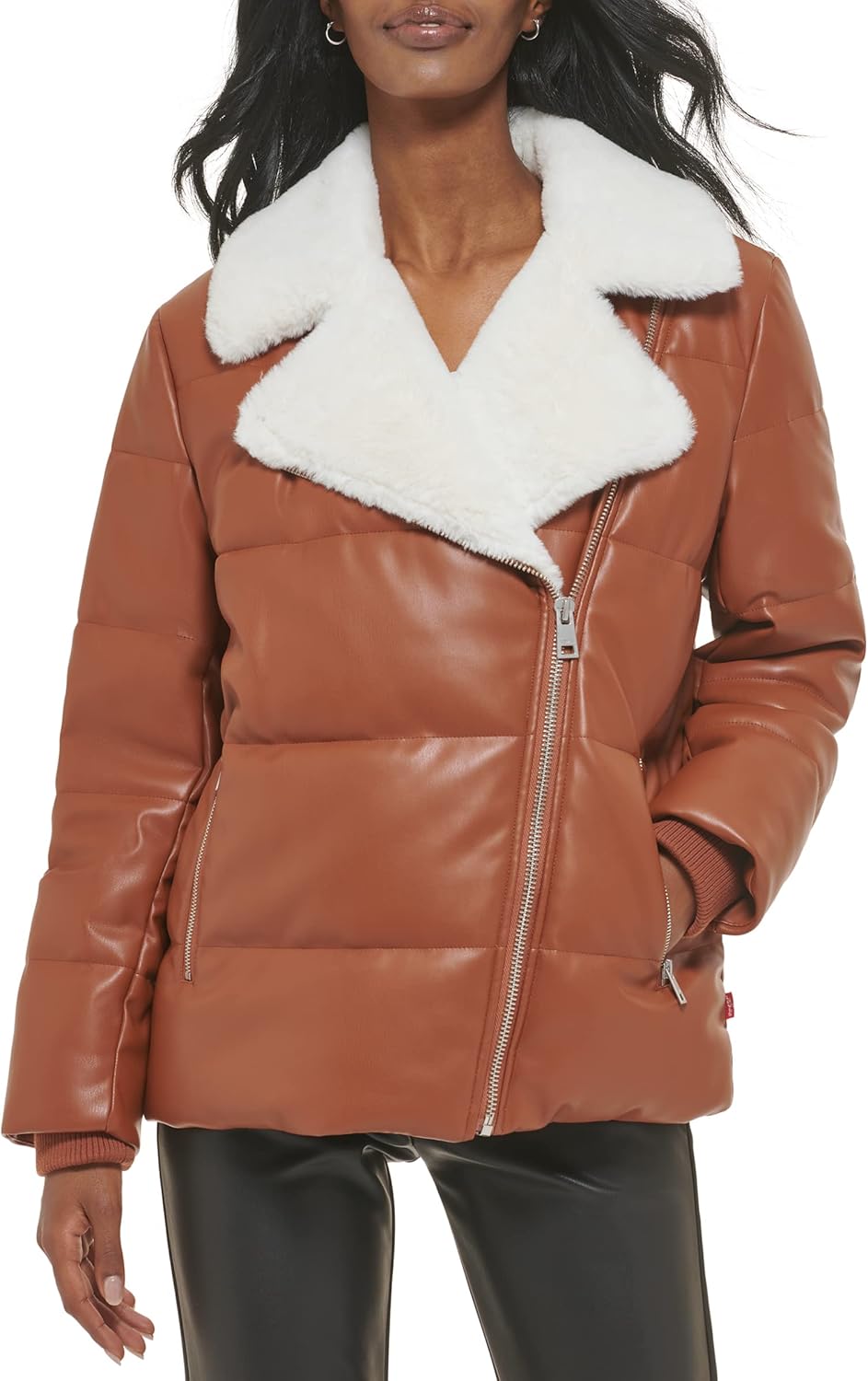 

Женская пуховик Levi's Breanna с искусственным мехом, карамельный