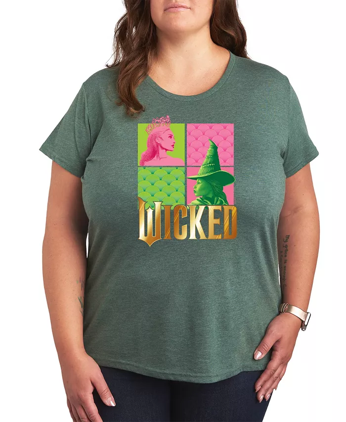 

Футболка с круглым вырезом Wicked Elphaba Glinda Plus Size Hybrid Apparel, зеленый