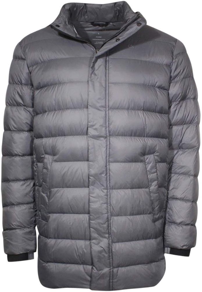 

Мужская водонепроницаемая куртка-пуховик Calvin Klein с капюшоном и застежкой-молнией спереди, Grey Tint