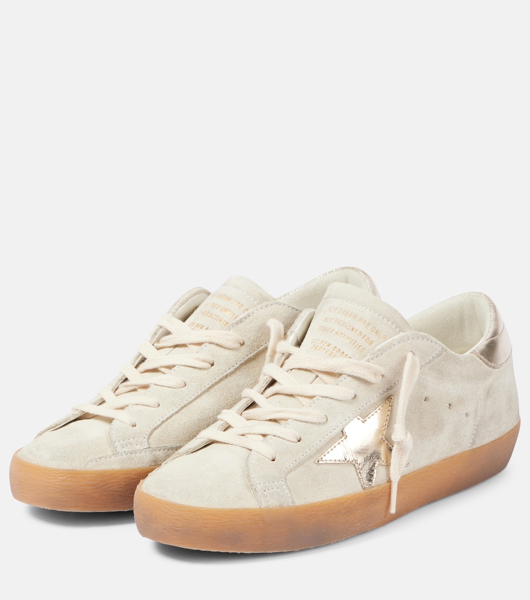 Суперзвездные замшевые кроссовки Golden Goose, Beige/Platino — фото 4