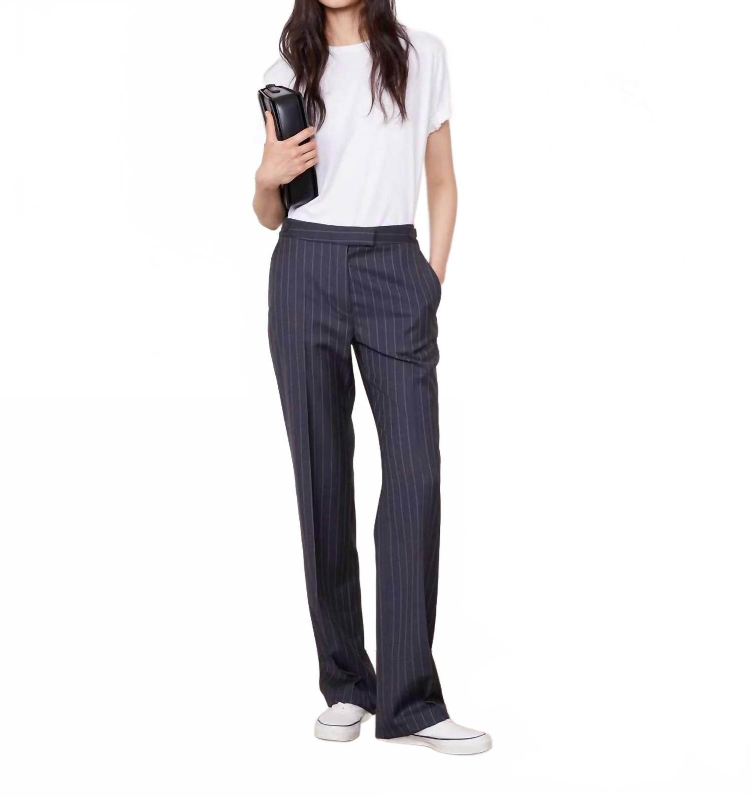 

Итальянские брюки Ilenia в полоску антрацит/экрю Officine Générale, Anthracite/Ecru