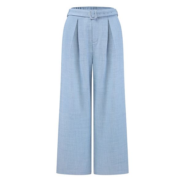 

Женские рабочие брюки с широкими штанинами и поясом для делового кэжуал Inspire Chic