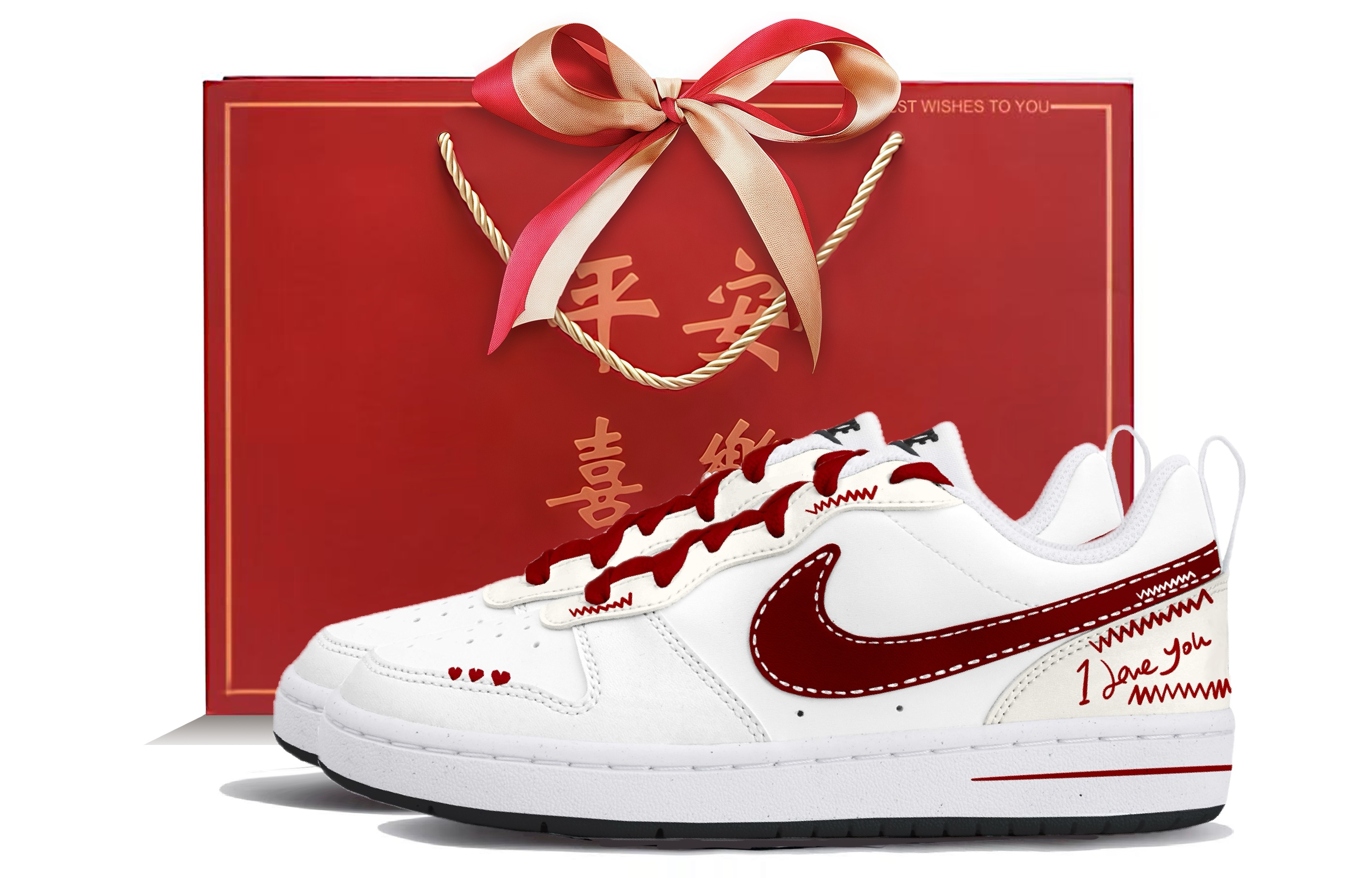 

Nike Court Borough 2 Low top Skateboard Shoes White Red для подростков