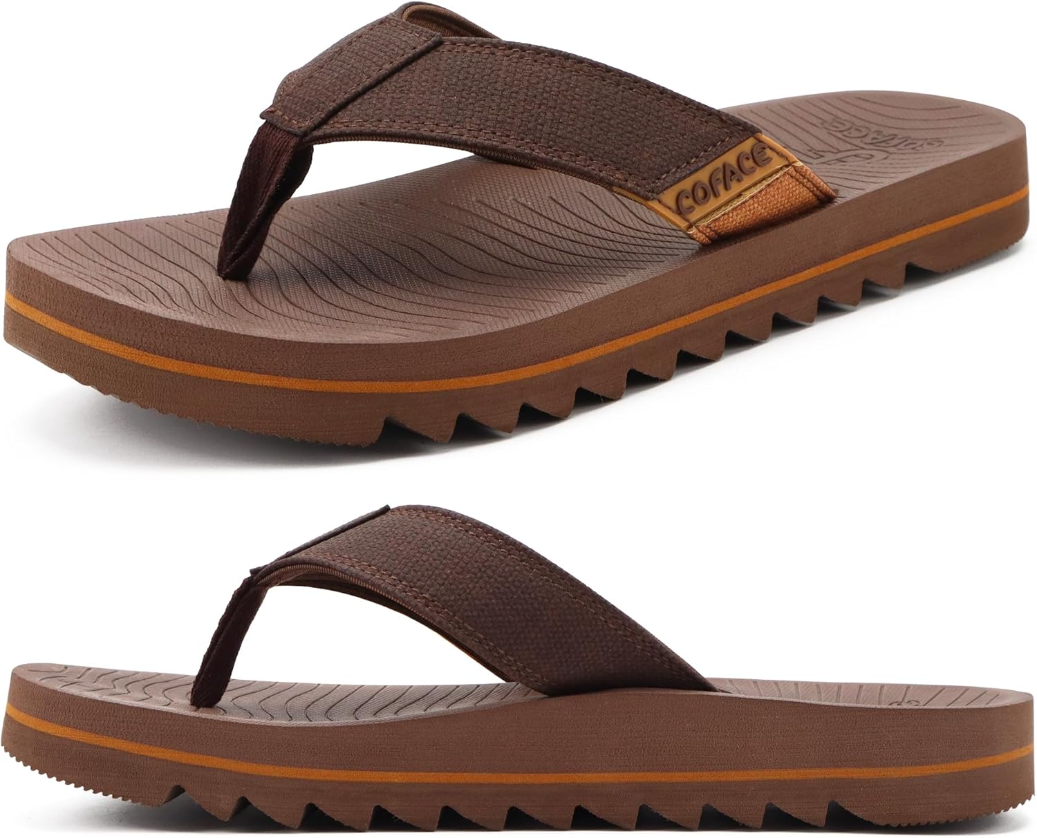 

Мужские шлепанцы COFACE с поддержкой свода стопы, спортивные пляжные вьетнамки, кожаные сандалии для мужчин, лето 2025, коричневый