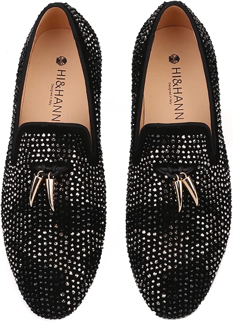 

Мужские замшевые туфли HIHANN с золотой кисточкой и изысканными кристаллами, лоферы-слипоны Hi&Hann