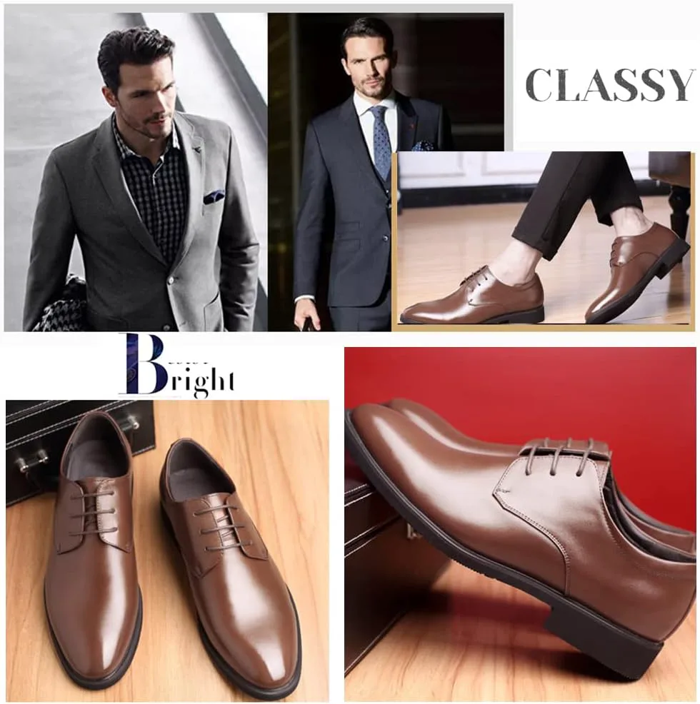 

Мужские классические туфли современного стиля на шнуровке, формальные и повседневные, для бизнеса, свадьбы и работы, без шнурков, размеры США 4-13 Glonalnt, коричневый