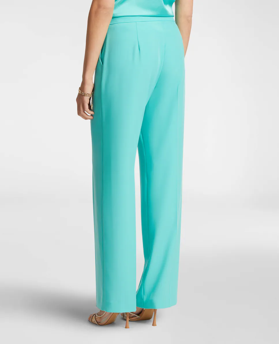 

Женские эластичные брюки из кади с пуговицей и скрытой молнией Elena Miró, бирюзовый
