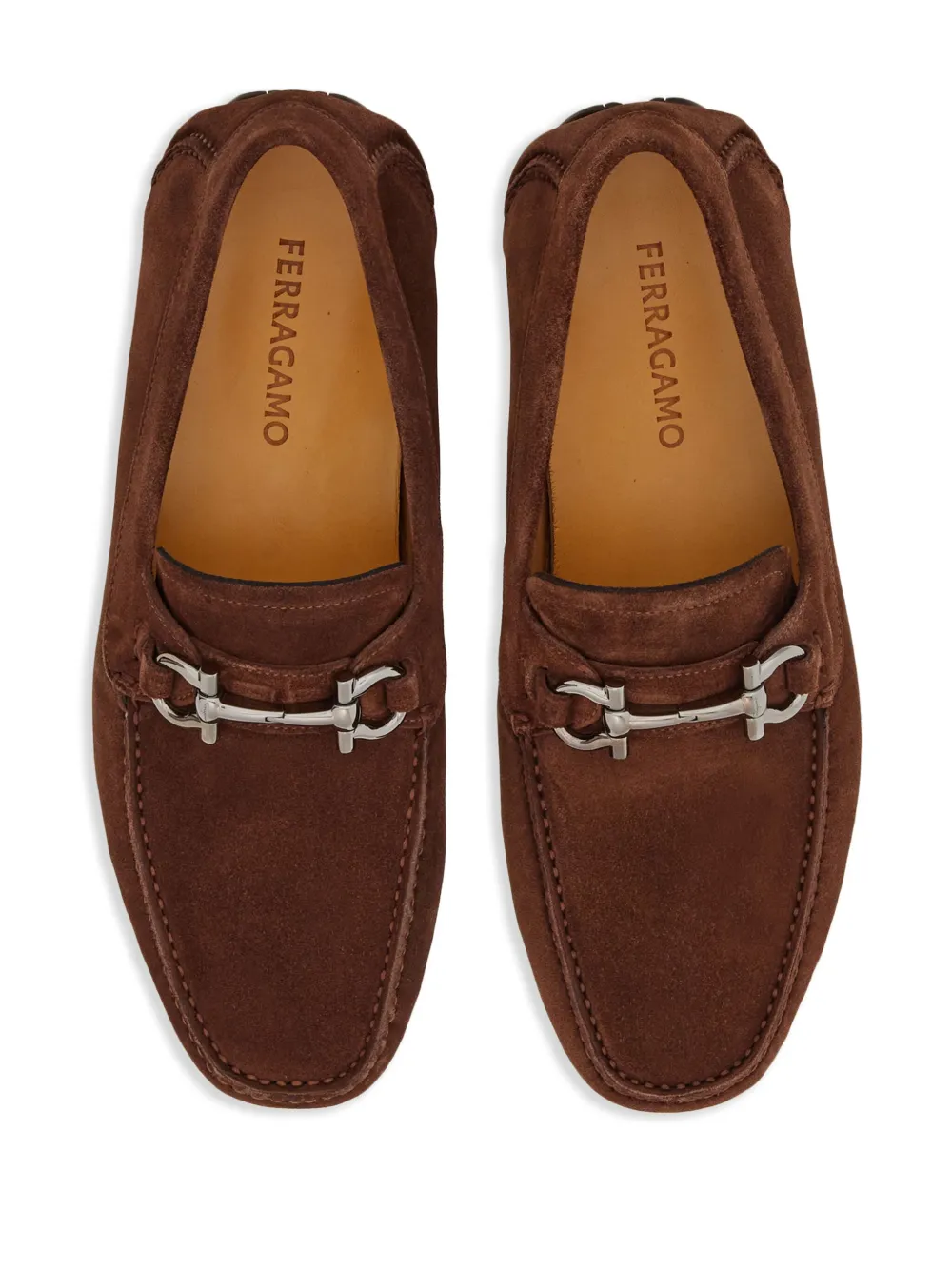 Лоферы с декором Gancini Ferragamo, коричневый — фото 4