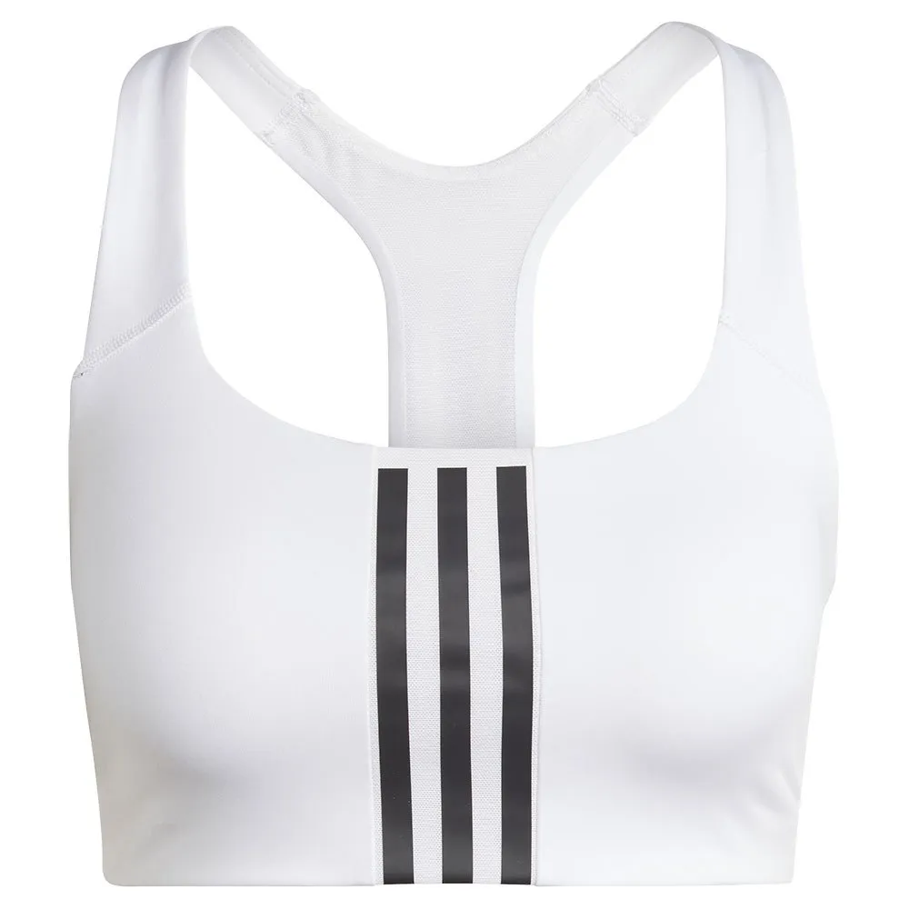 Спортивный бюстгальтер adidas Powerimpact 3 Stripes Medium Impact, белый — фото 3