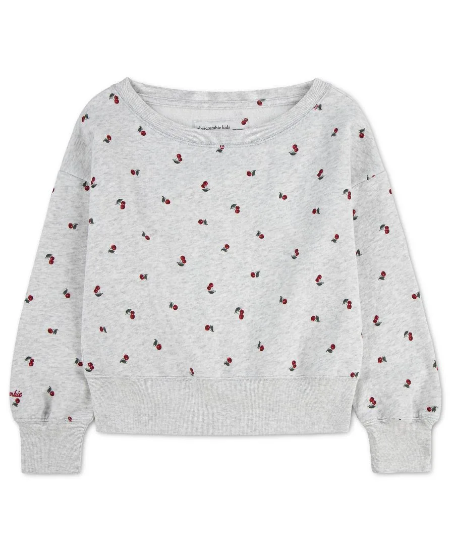 Детская толстовка с принтом и открытыми плечами Abercrombie kids, серый heather