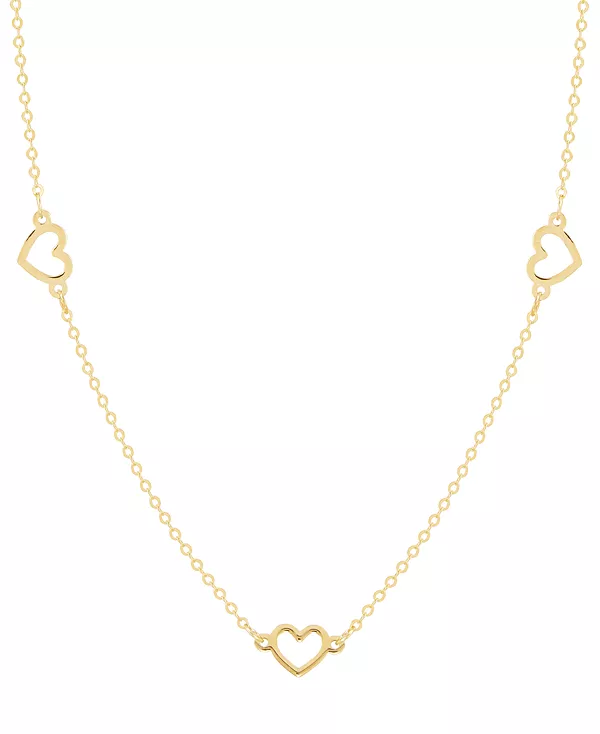 

Полированное ожерелье-воротник с открытым сердцем, 18 дюймов, из 10-каратного золота Italian Gold, gold