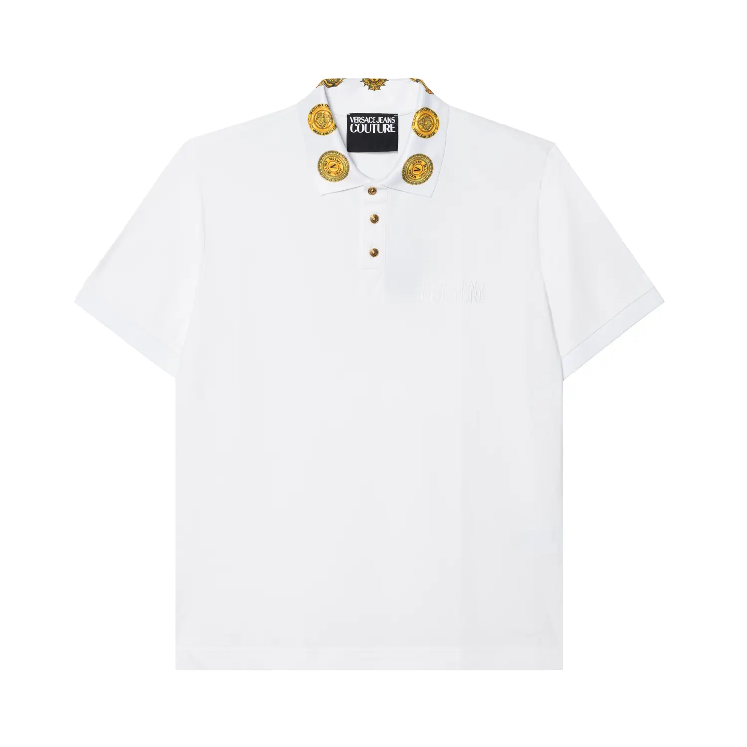 

VERSACE JEANS COUTURE Мужская поло с коротким рукавом и принтом логотипа белая