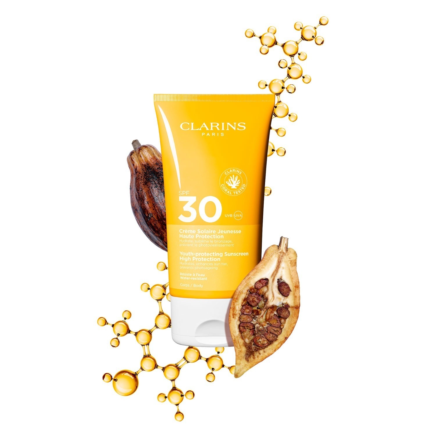 Солнцезащитный крем sun care crème solaire corps spf 30 Clarins, объем 150 мл — фото 2