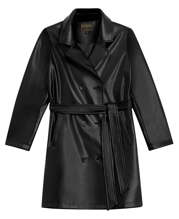 

Тренч из полиуретановой кожи с длинными рукавами Guess, черный