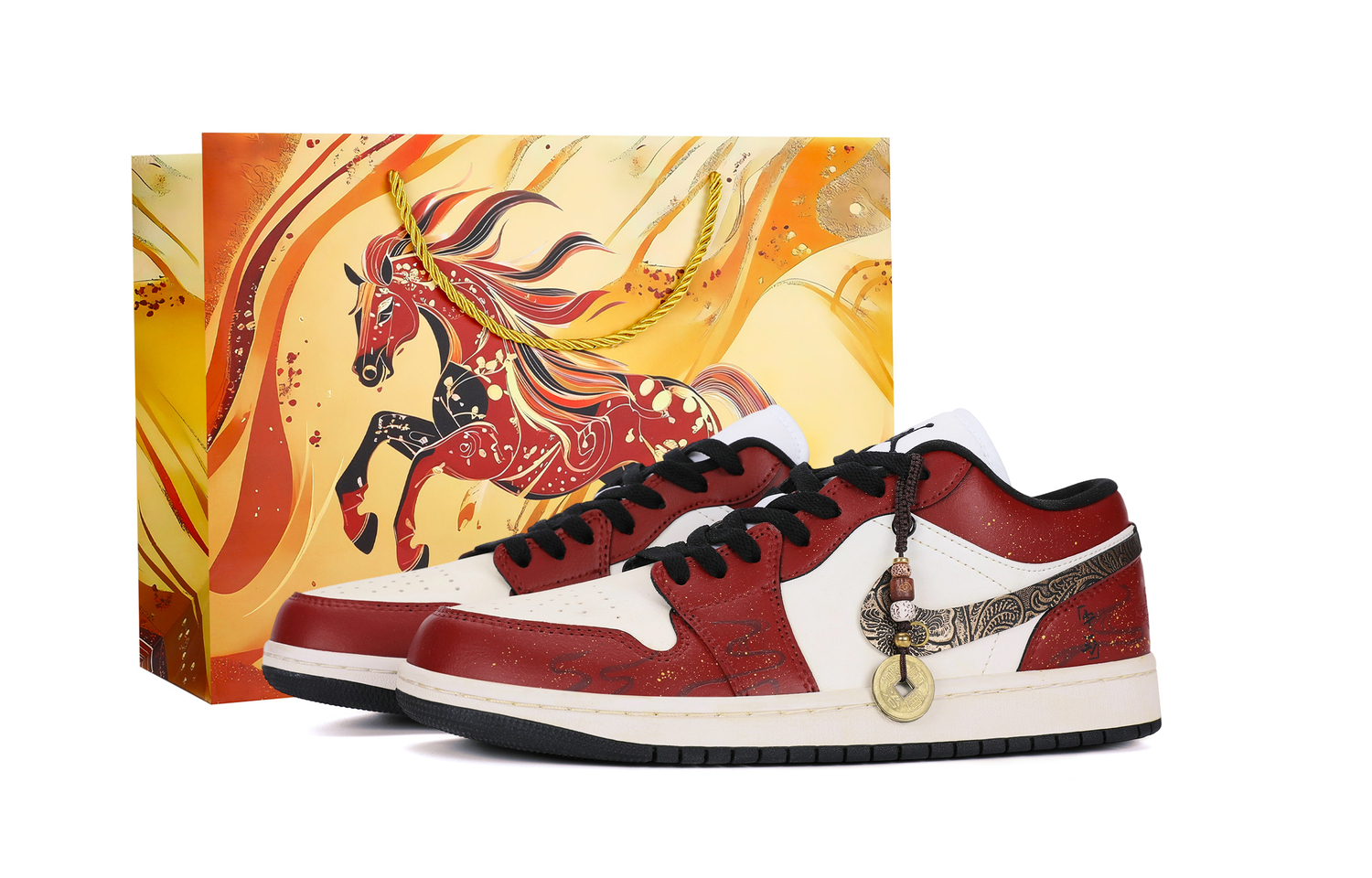 

Jordan Air 1 Износостойкие и легкие низкие кеды Vintage Basketball Shoes мужские красные