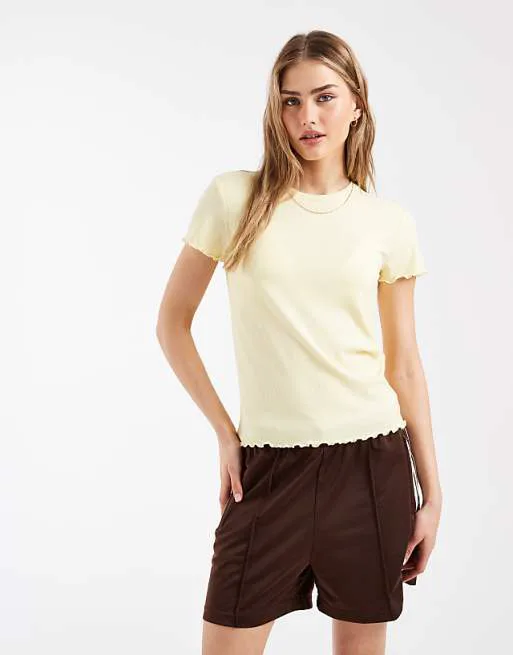 

Желтая футболка с салатовыми краями Pieces, Желтый, Желтая футболка с салатовыми краями Pieces