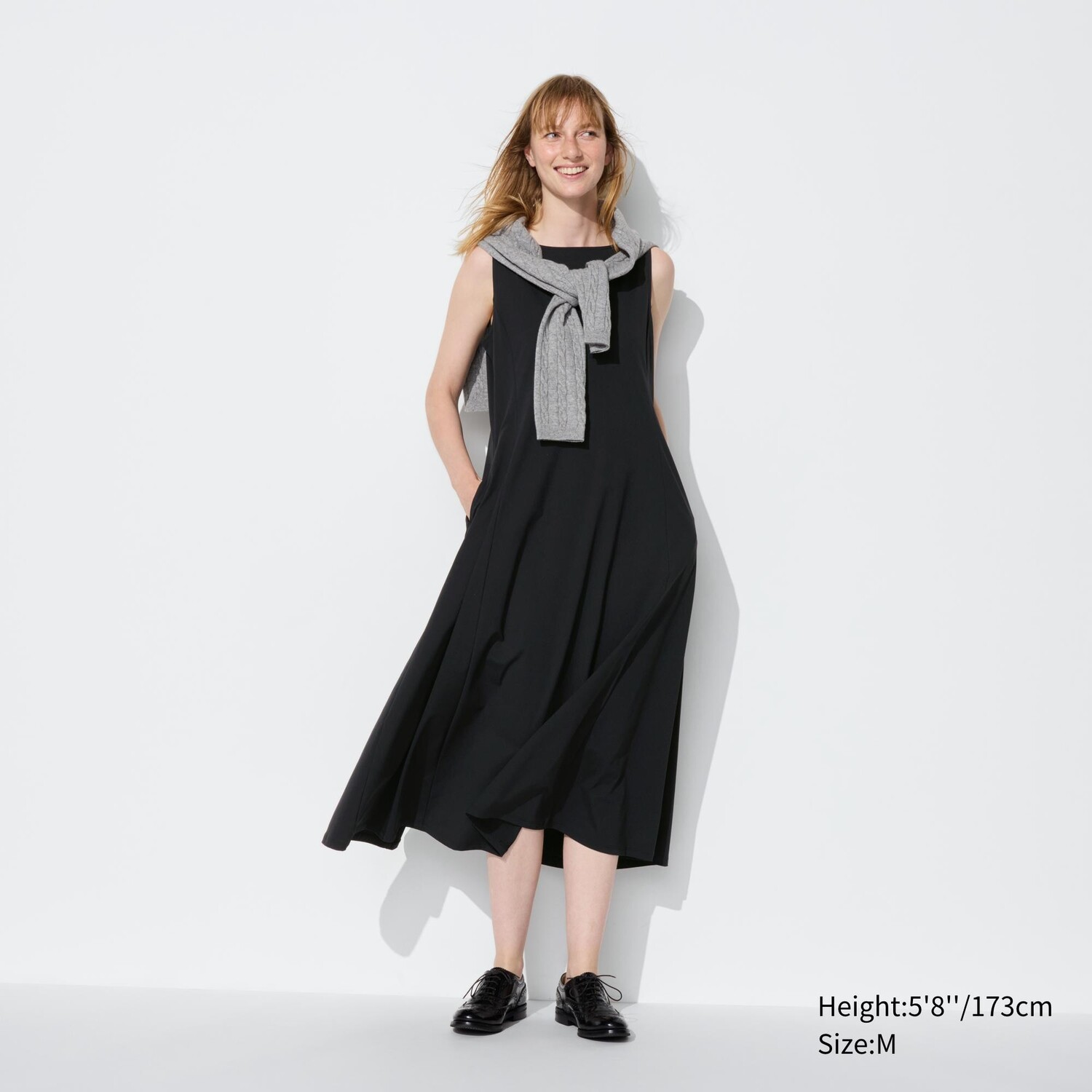 Ультраэластичное платье без рукавов AIRism UNIQLO, черный