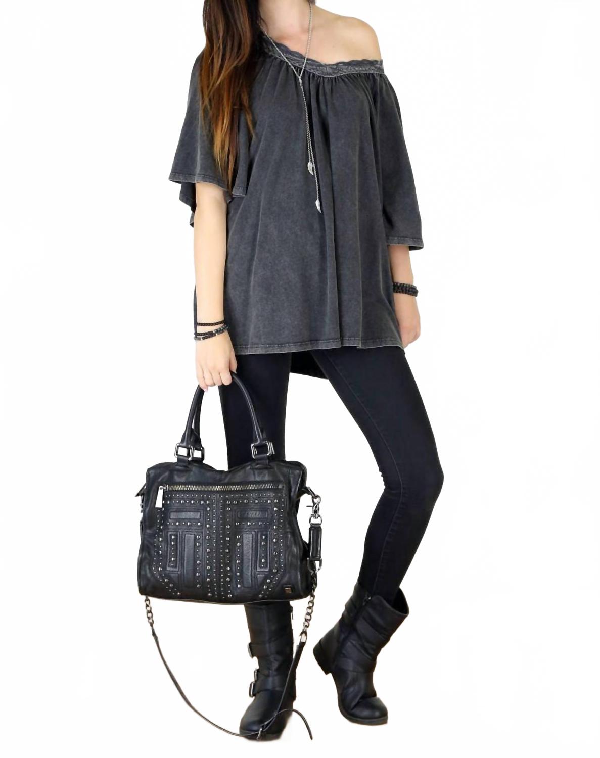 

Бохо-викторианская кислотная туника в черном кислотном принте Tough Luv