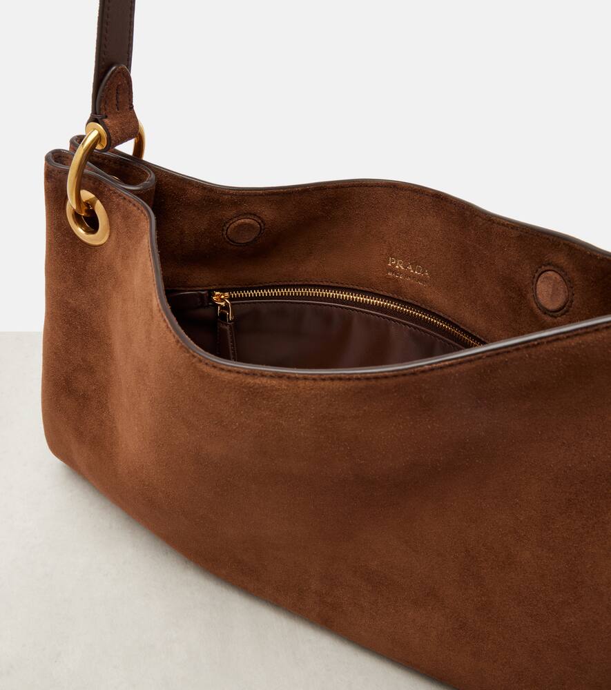 Etude большая замшевая сумка через плечо Prada, Brown — фото 3