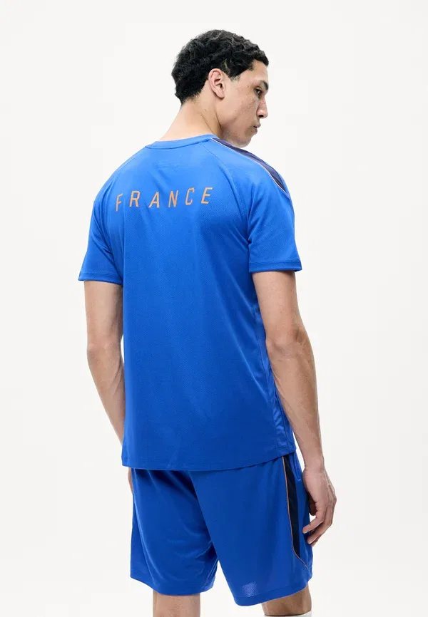 Футболка сборной Франции Nike Performance, game royal/blackened blue/metallic copper, королевский синий/чернёный синий/металлик медный — фото 3