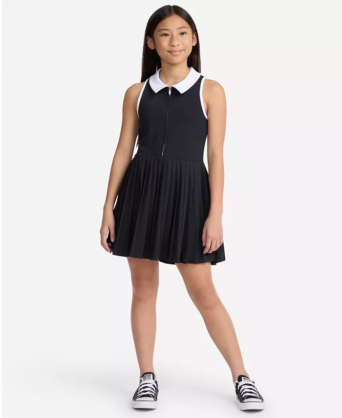 

Большие девочки полу-зип плиссированное мини-платье Abercrombie Kids, черный