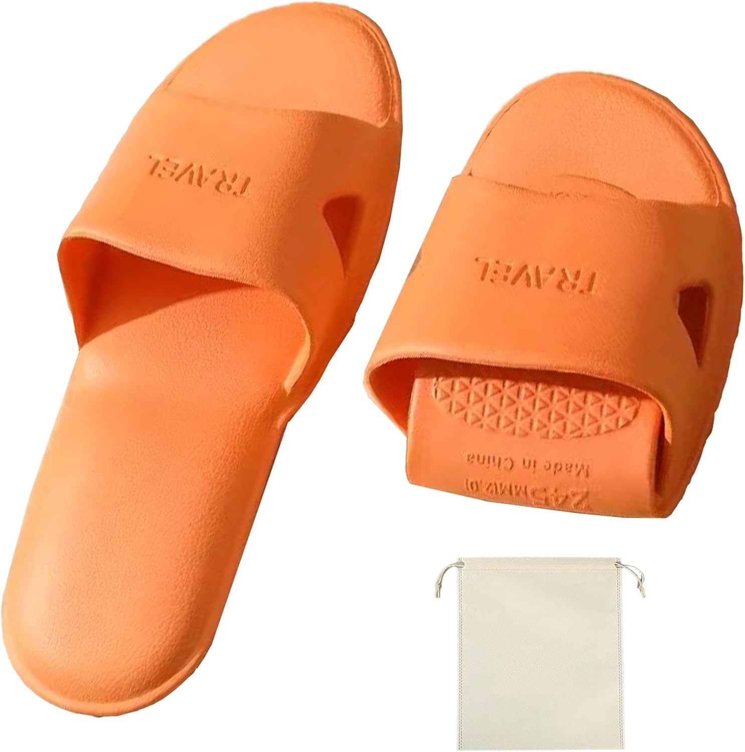 

Дорожные тапочки oukisam для женщин и мужчин, портативные складные тапочки с хлопковым мешочком для хранения, дорожные сандалии для душа, нескользящие, быстросохнущие, для кемпинга, плавания, пляжа и отеля, оранжевый