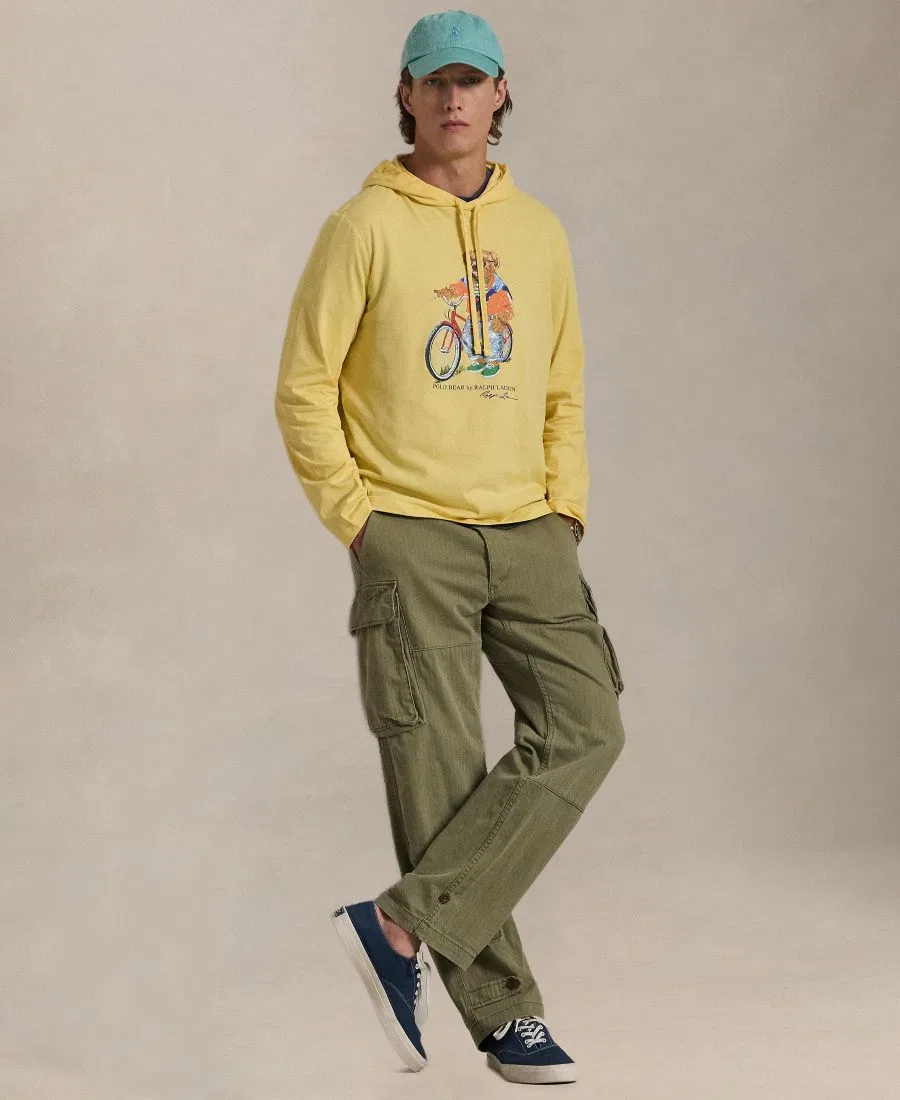 Мужская футболка с длинными рукавами и капюшоном Polo Ralph Lauren, Yellow — фото 2