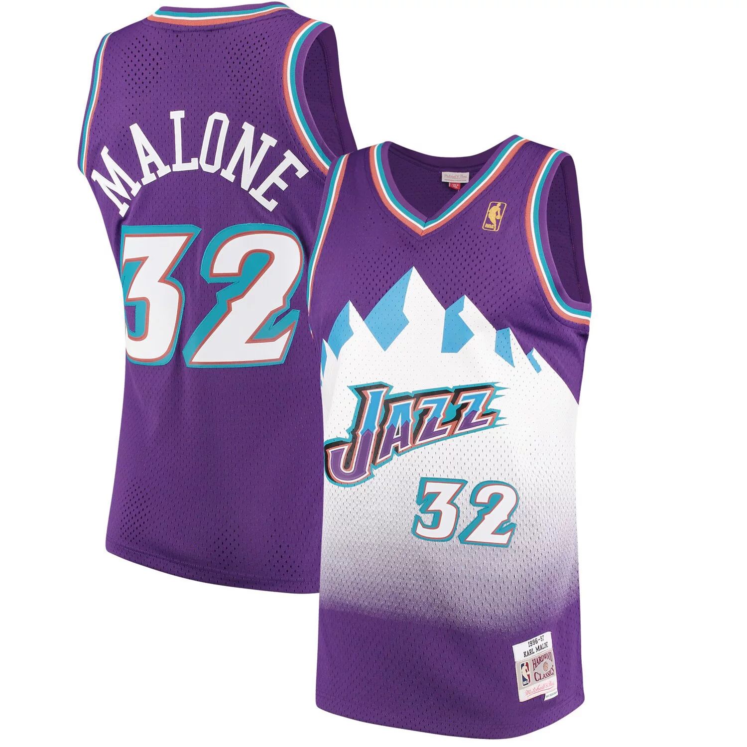 

Мужская майка Mitchell & Ness Karl Malone Purple Utah Jazz 1996-97 Hardwood Classics Swingman