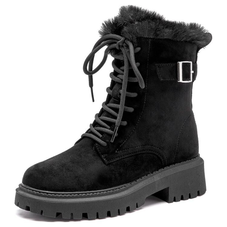 Ботинки женские Agsdon Martin Boot на шнуровке и с мехом, песочный — фото 4