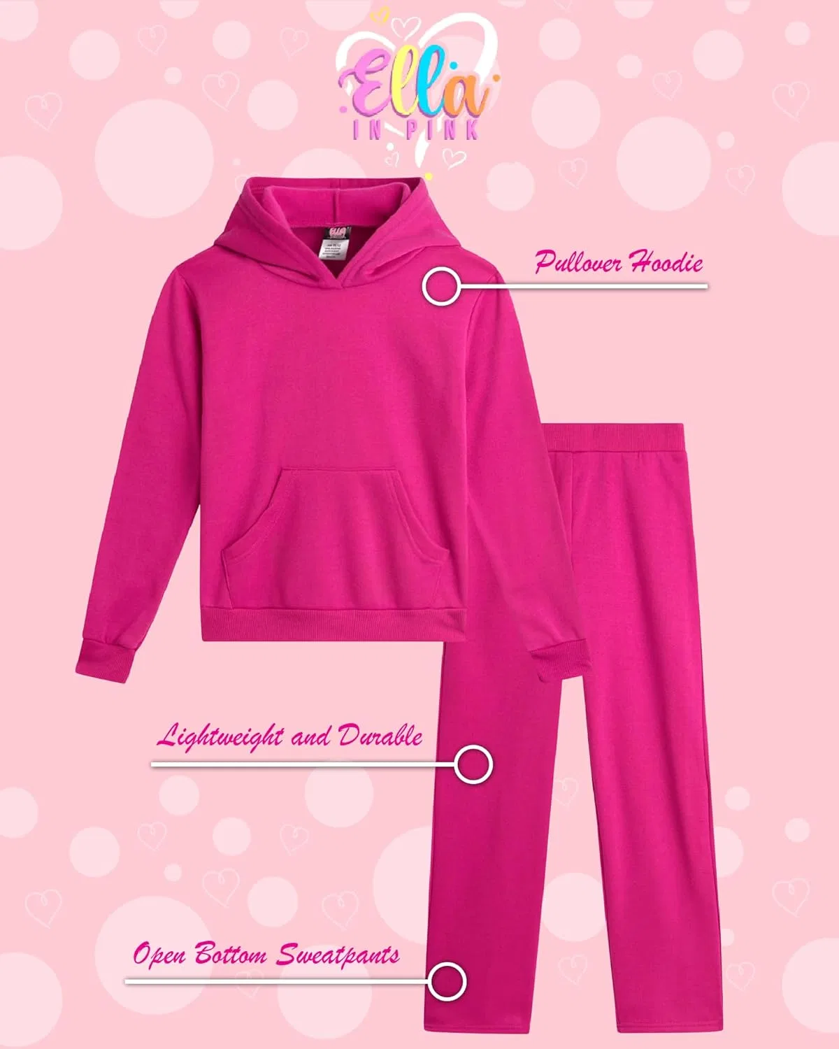 Детский спортивный костюм из флиса ELLA IN PINK, Hot Pink — фото 2
