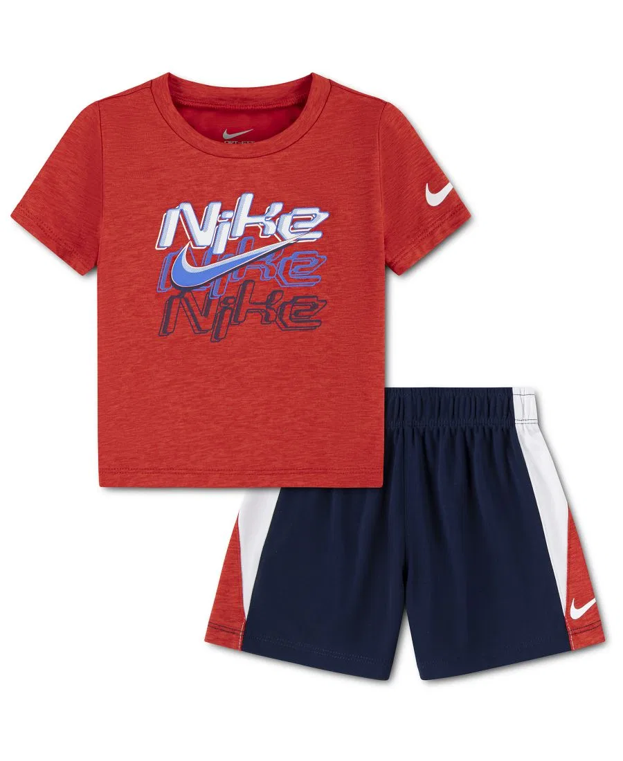 Детский комплект для мальчиков Dropset Icon: футболка и шорты, 2 предмета Nike, темно-синий/красный