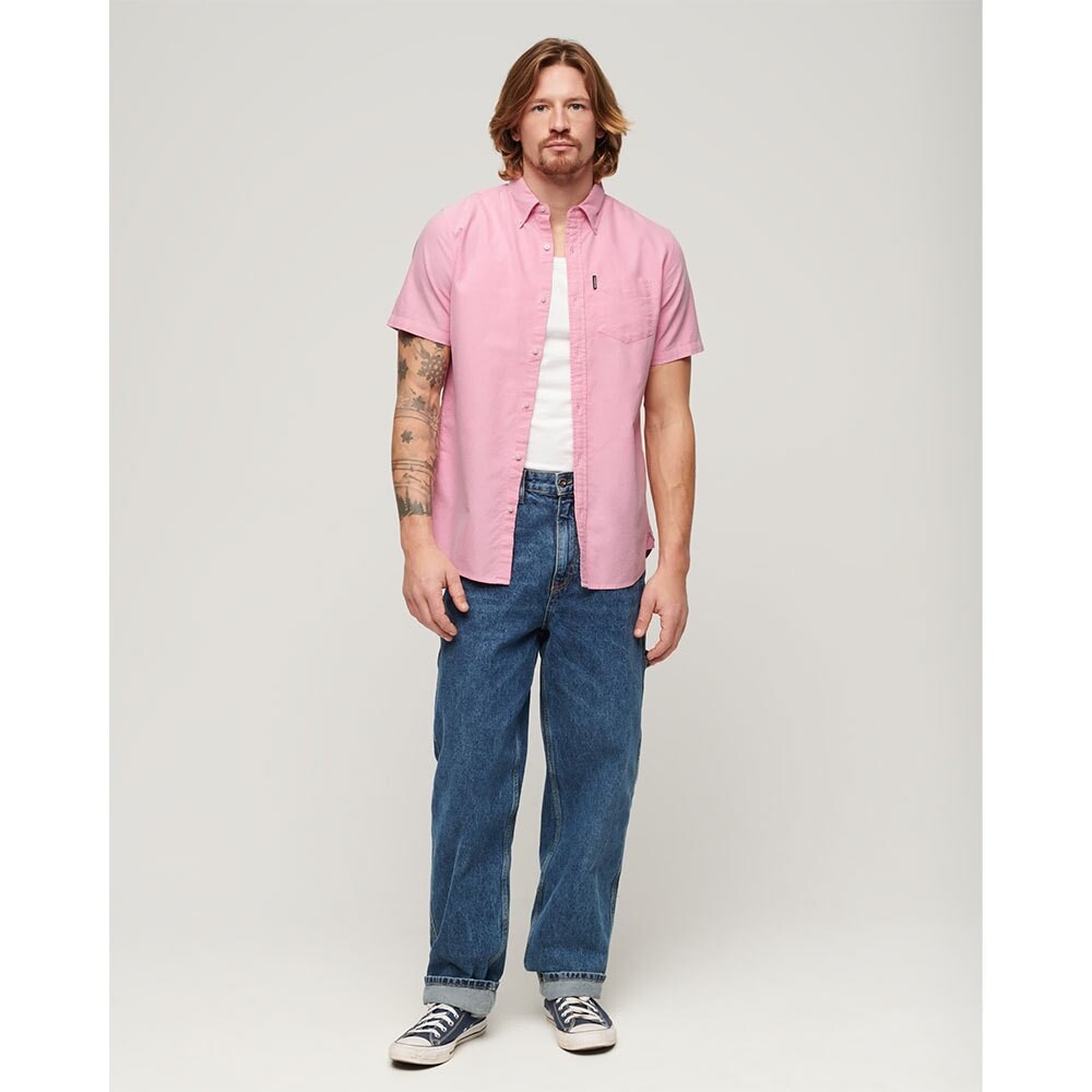 Рубашка с коротким рукавом Superdry Vintage Oxford, розовый — фото 4
