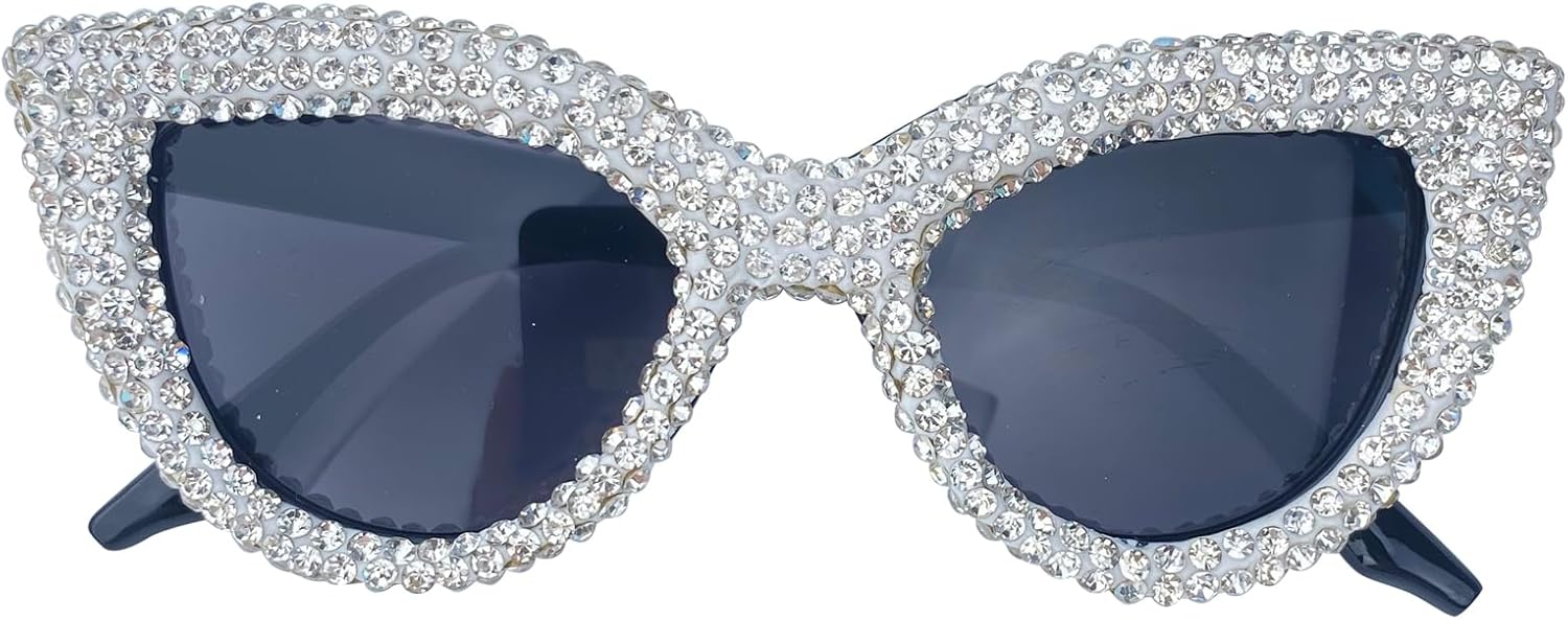 

Солнцезащитные очки «кошачий глаз» с бриллиантами для женщин, солнцезащитные очки со стразами, модные очки большого размера с драгоценными камнями и кристаллами для вечеринок и рейв-вечеринок mincl, Black