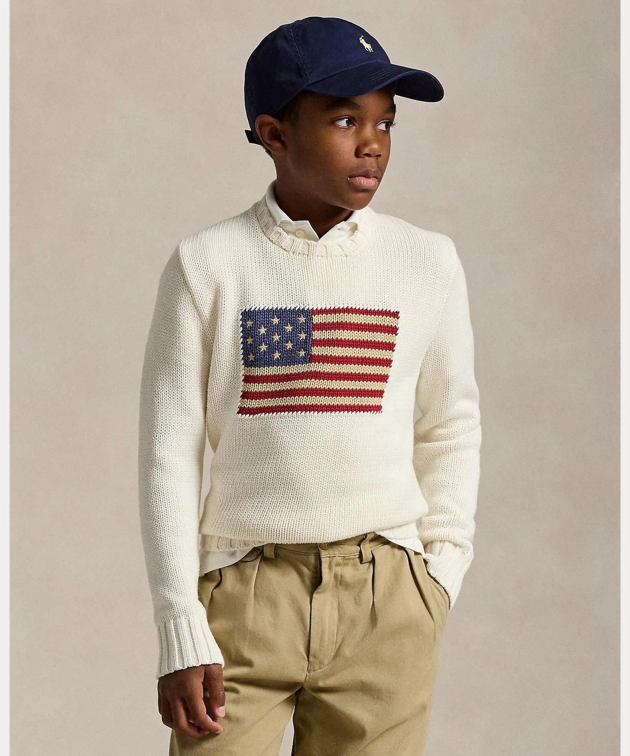 Свитер с флагом Ralph Lauren, белый