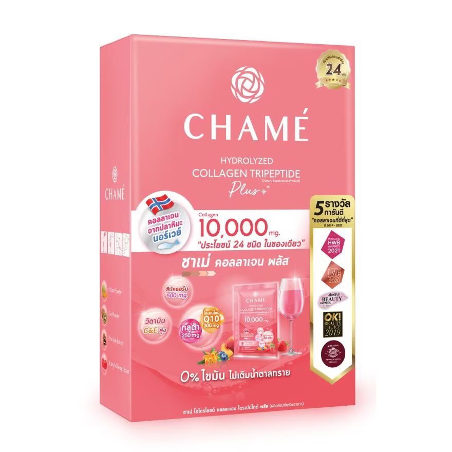 

Chame Гидролизованный коллагеновый трипептид плюс 10000 мг 15 г x 10 саше, Pink