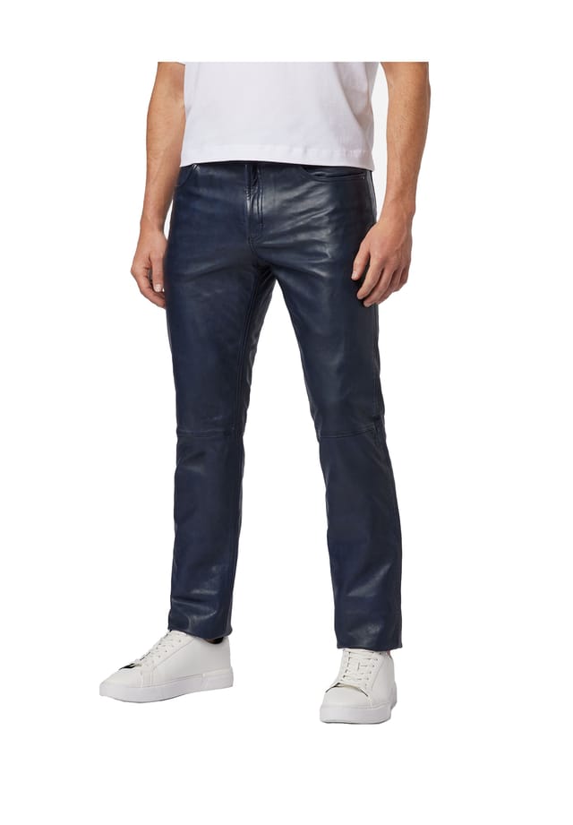 

Кожаные брюки trant pant кожаные джинсы с 5 карманами из мытой кожи ягненка Ricano, синий